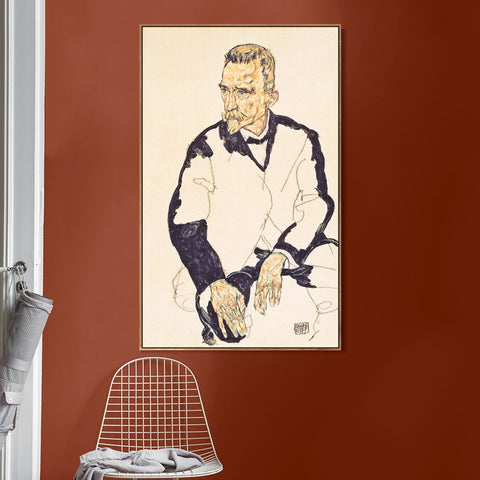 INVIN ART Framed Canvas Giclee Print The Old Man by Egon Schiele Wall Art Living Room Home Office Decorations