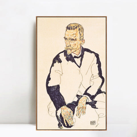 INVIN ART Framed Canvas Giclee Print The Old Man by Egon Schiele Wall Art Living Room Home Office Decorations