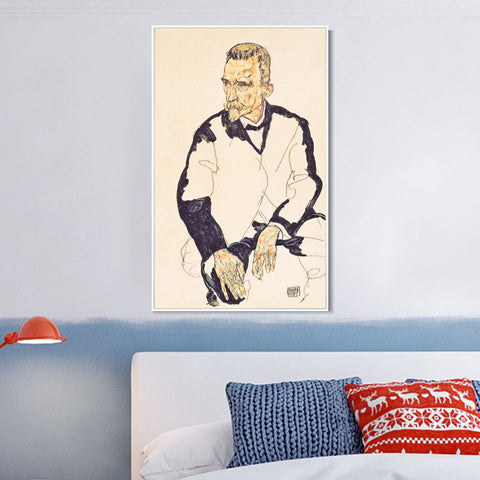 INVIN ART Framed Canvas Giclee Print The Old Man by Egon Schiele Wall Art Living Room Home Office Decorations