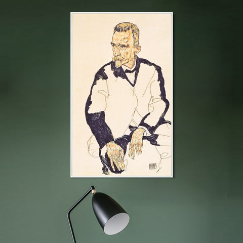 INVIN ART Framed Canvas Giclee Print The Old Man by Egon Schiele Wall Art Living Room Home Office Decorations
