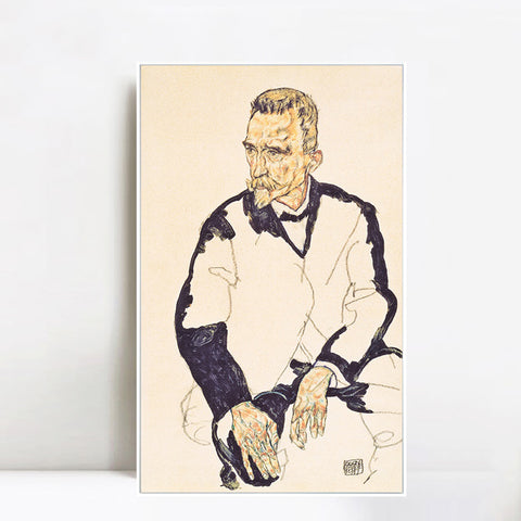 INVIN ART Framed Canvas Giclee Print The Old Man by Egon Schiele Wall Art Living Room Home Office Decorations