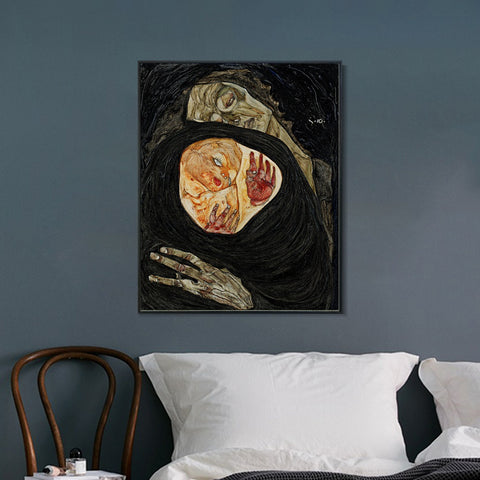 INVIN ART Framed Canvas Giclee Print Series#62 by Egon Schiele Wall Art Living Room Home Office Decorations