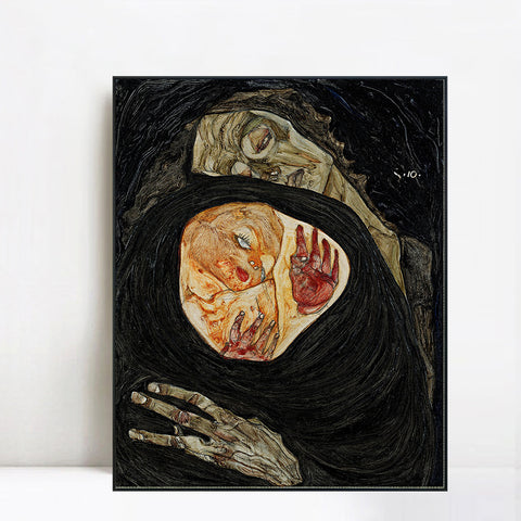 INVIN ART Framed Canvas Giclee Print Series#62 by Egon Schiele Wall Art Living Room Home Office Decorations