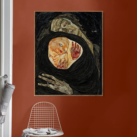 INVIN ART Framed Canvas Giclee Print Series#62 by Egon Schiele Wall Art Living Room Home Office Decorations