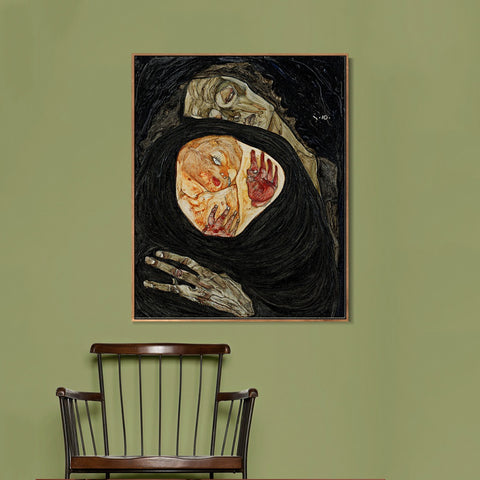 INVIN ART Framed Canvas Giclee Print Series#62 by Egon Schiele Wall Art Living Room Home Office Decorations