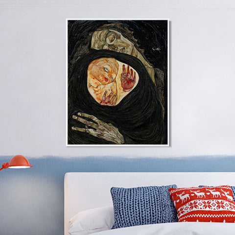 INVIN ART Framed Canvas Giclee Print Series#62 by Egon Schiele Wall Art Living Room Home Office Decorations