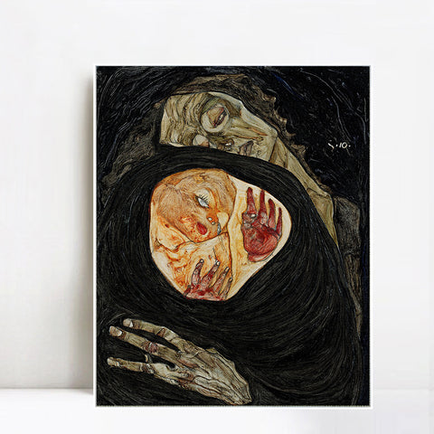 INVIN ART Framed Canvas Giclee Print Series#62 by Egon Schiele Wall Art Living Room Home Office Decorations