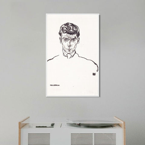 INVIN ART Framed Canvas Giclee Print Man#65 by Egon Schiele Wall Art Living Room Home Office Decorations