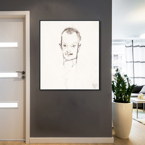 INVIN ART Framed Canvas Giclee Print Man#66 by Egon Schiele Wall Art Living Room Home Office Decorations