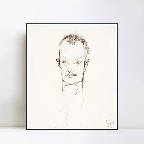 INVIN ART Framed Canvas Giclee Print Man#66 by Egon Schiele Wall Art Living Room Home Office Decorations