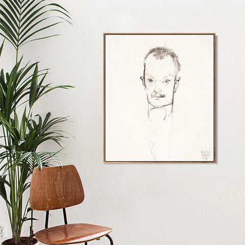 INVIN ART Framed Canvas Giclee Print Man#66 by Egon Schiele Wall Art Living Room Home Office Decorations