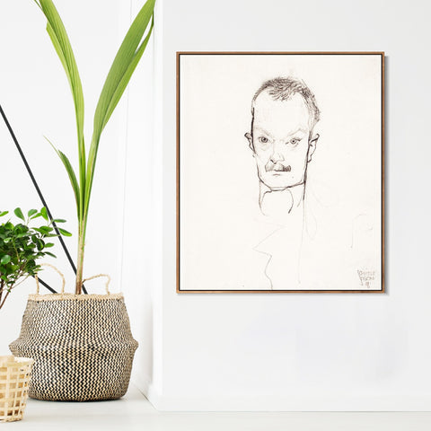 INVIN ART Framed Canvas Giclee Print Man#66 by Egon Schiele Wall Art Living Room Home Office Decorations