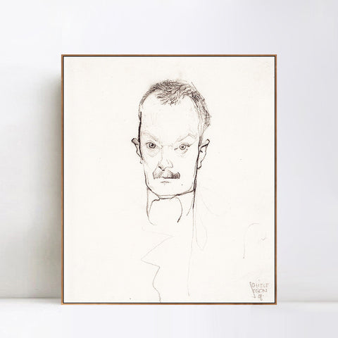 INVIN ART Framed Canvas Giclee Print Man#66 by Egon Schiele Wall Art Living Room Home Office Decorations