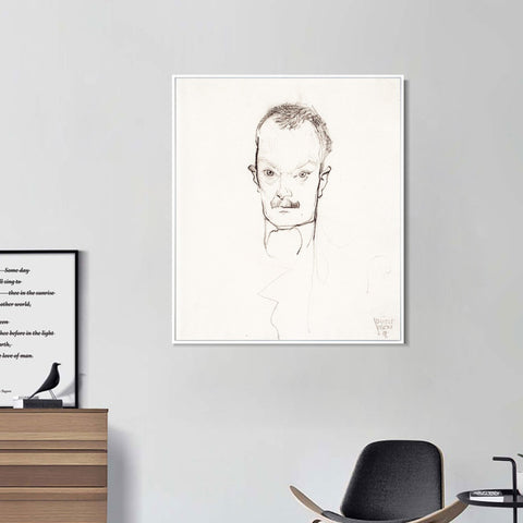 INVIN ART Framed Canvas Giclee Print Man#66 by Egon Schiele Wall Art Living Room Home Office Decorations