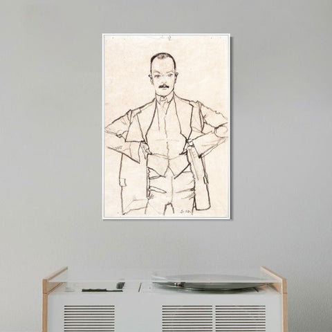 INVIN ART Framed Canvas Giclee Print Man#67 by Egon Schiele Wall Art Living Room Home Office Decorations