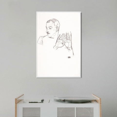 INVIN ART Framed Canvas Giclee Print Man#68 by Egon Schiele Wall Art Living Room Home Office Decorations