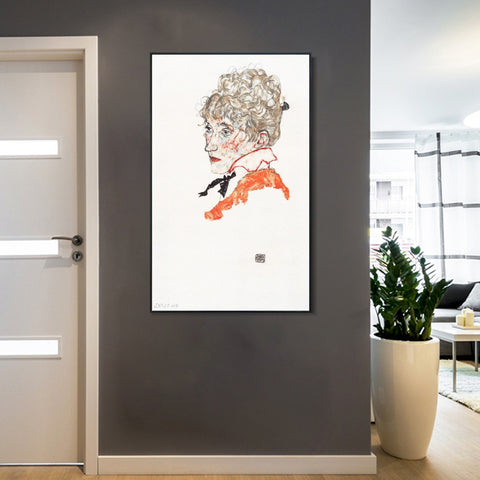 INVIN ART Framed Canvas Giclee Print Woman#70 by Egon Schiele Wall Art Living Room Home Office Decorations