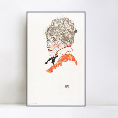 INVIN ART Framed Canvas Giclee Print Woman#70 by Egon Schiele Wall Art Living Room Home Office Decorations