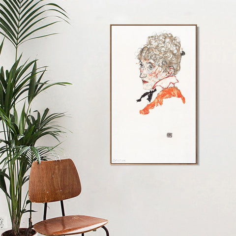 INVIN ART Framed Canvas Giclee Print Woman#70 by Egon Schiele Wall Art Living Room Home Office Decorations
