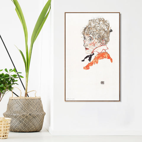 INVIN ART Framed Canvas Giclee Print Woman#70 by Egon Schiele Wall Art Living Room Home Office Decorations