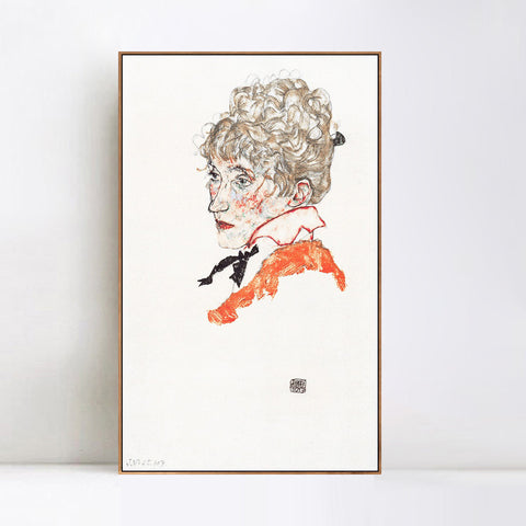INVIN ART Framed Canvas Giclee Print Woman#70 by Egon Schiele Wall Art Living Room Home Office Decorations
