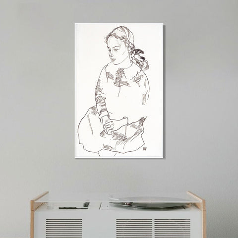 INVIN ART Framed Canvas Giclee Print Woman#74 by Egon Schiele Wall Art Living Room Home Office Decorations