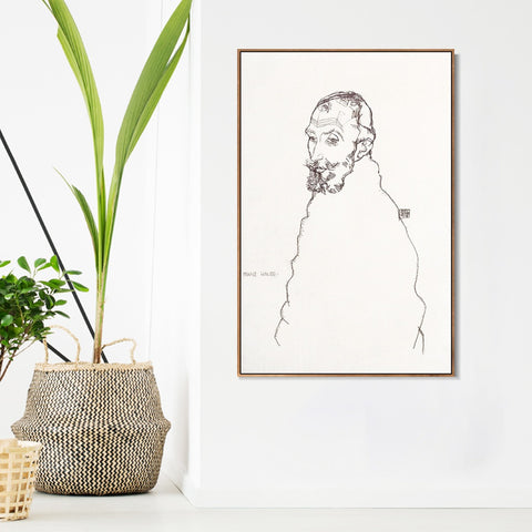 INVIN ART Framed Canvas Giclee Print Man#75 by Egon Schiele Wall Art Living Room Home Office Decorations
