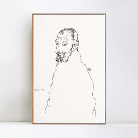 INVIN ART Framed Canvas Giclee Print Man#75 by Egon Schiele Wall Art Living Room Home Office Decorations