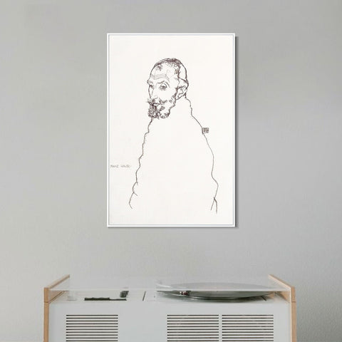 INVIN ART Framed Canvas Giclee Print Man#75 by Egon Schiele Wall Art Living Room Home Office Decorations