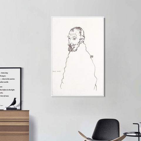INVIN ART Framed Canvas Giclee Print Man#75 by Egon Schiele Wall Art Living Room Home Office Decorations