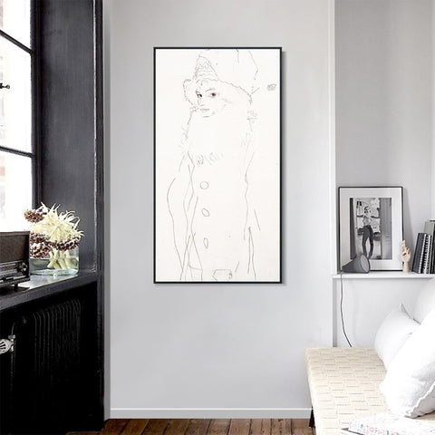 INVIN ART Framed Canvas Giclee Print woman with hat#76 by Egon Schiele Wall Art Living Room Home Office Decorations