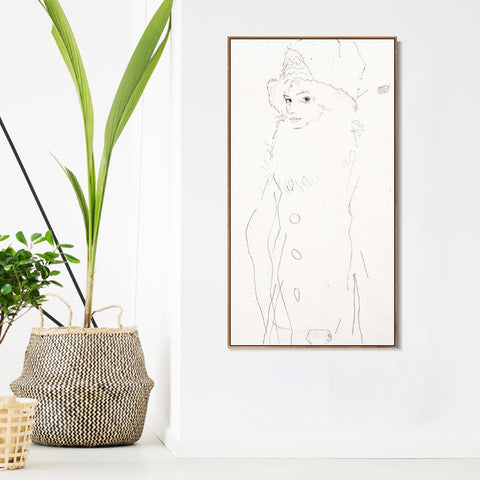 INVIN ART Framed Canvas Giclee Print woman with hat#76 by Egon Schiele Wall Art Living Room Home Office Decorations