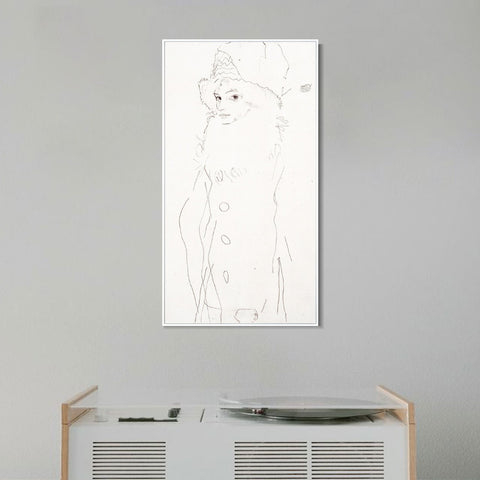 INVIN ART Framed Canvas Giclee Print woman with hat#76 by Egon Schiele Wall Art Living Room Home Office Decorations