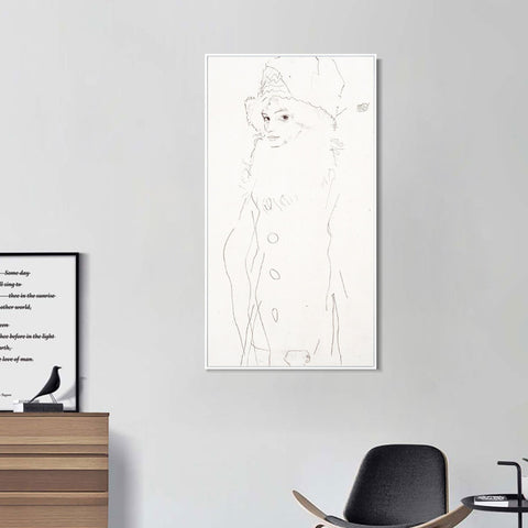 INVIN ART Framed Canvas Giclee Print woman with hat#76 by Egon Schiele Wall Art Living Room Home Office Decorations