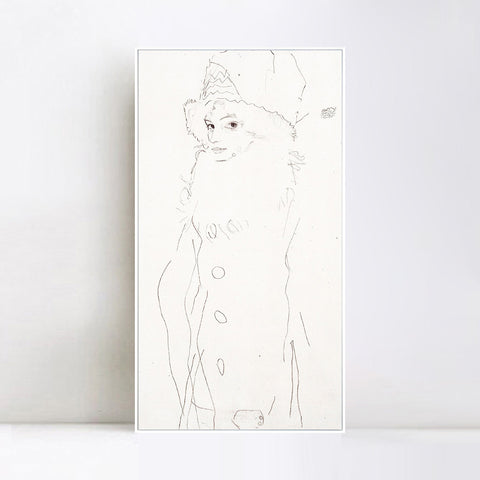 INVIN ART Framed Canvas Giclee Print woman with hat#76 by Egon Schiele Wall Art Living Room Home Office Decorations