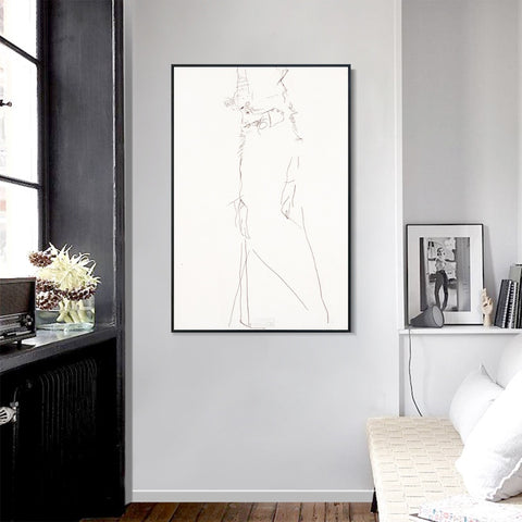INVIN ART Framed Canvas Giclee Print woman with hat#77 by Egon Schiele Wall Art Living Room Home Office Decorations