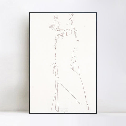 INVIN ART Framed Canvas Giclee Print woman with hat#77 by Egon Schiele Wall Art Living Room Home Office Decorations