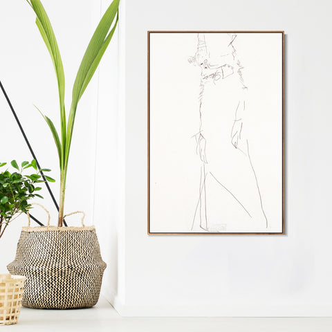 INVIN ART Framed Canvas Giclee Print woman with hat#77 by Egon Schiele Wall Art Living Room Home Office Decorations
