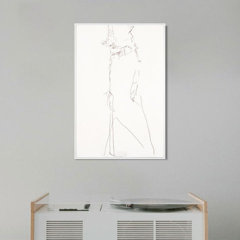 INVIN ART Framed Canvas Giclee Print woman with hat#77 by Egon Schiele Wall Art Living Room Home Office Decorations