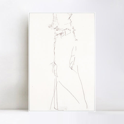 INVIN ART Framed Canvas Giclee Print woman with hat#77 by Egon Schiele Wall Art Living Room Home Office Decorations