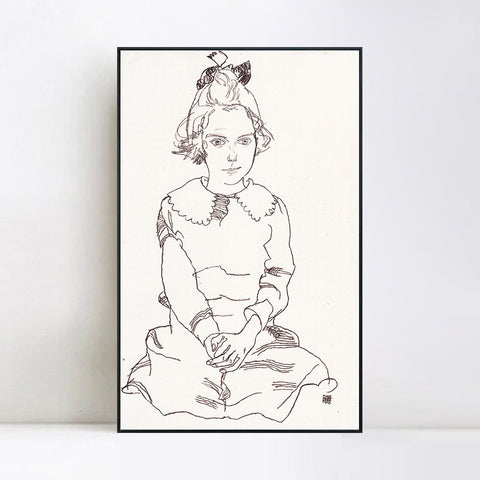 INVIN ART Framed Canvas Giclee Print Woman#78 by Egon Schiele Wall Art Living Room Home Office Decorations