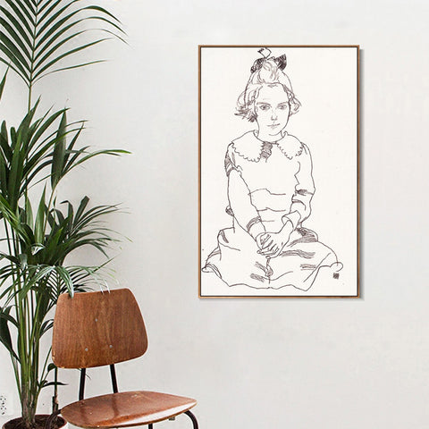 INVIN ART Framed Canvas Giclee Print Woman#78 by Egon Schiele Wall Art Living Room Home Office Decorations