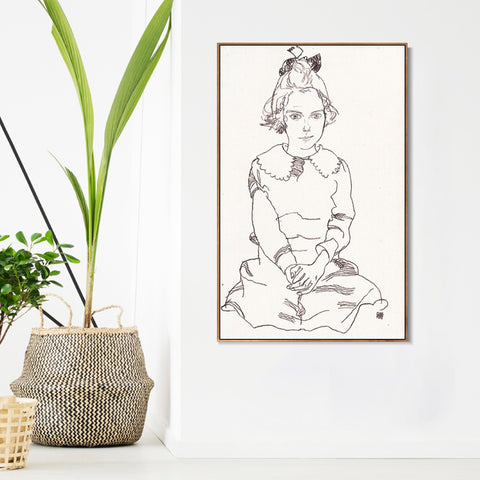 INVIN ART Framed Canvas Giclee Print Woman#78 by Egon Schiele Wall Art Living Room Home Office Decorations