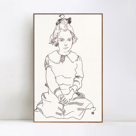 INVIN ART Framed Canvas Giclee Print Woman#78 by Egon Schiele Wall Art Living Room Home Office Decorations