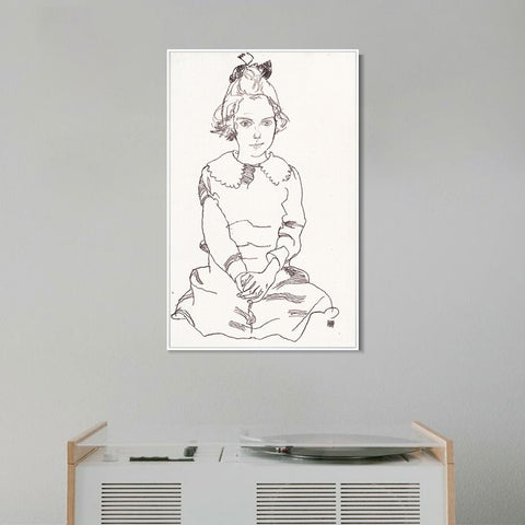 INVIN ART Framed Canvas Giclee Print Woman#78 by Egon Schiele Wall Art Living Room Home Office Decorations