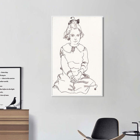 INVIN ART Framed Canvas Giclee Print Woman#78 by Egon Schiele Wall Art Living Room Home Office Decorations