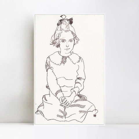 INVIN ART Framed Canvas Giclee Print Woman#78 by Egon Schiele Wall Art Living Room Home Office Decorations