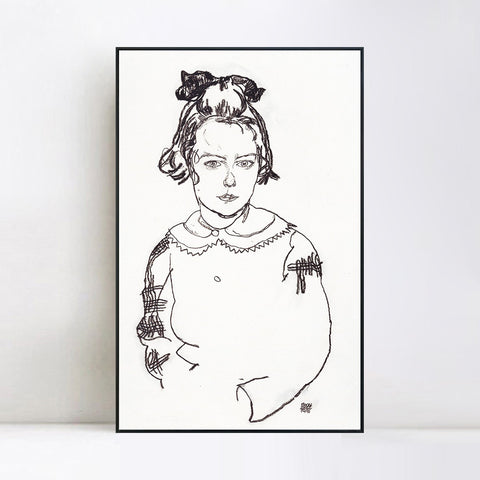 INVIN ART Framed Canvas Giclee Print Woman#79 by Egon Schiele Wall Art Living Room Home Office Decorations