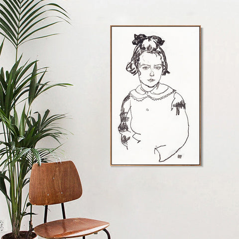 INVIN ART Framed Canvas Giclee Print Woman#79 by Egon Schiele Wall Art Living Room Home Office Decorations