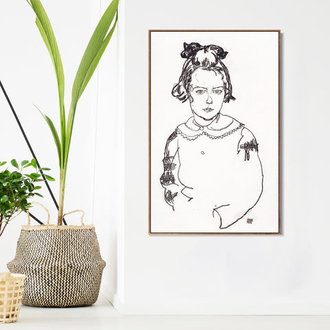 INVIN ART Framed Canvas Giclee Print Woman#79 by Egon Schiele Wall Art Living Room Home Office Decorations